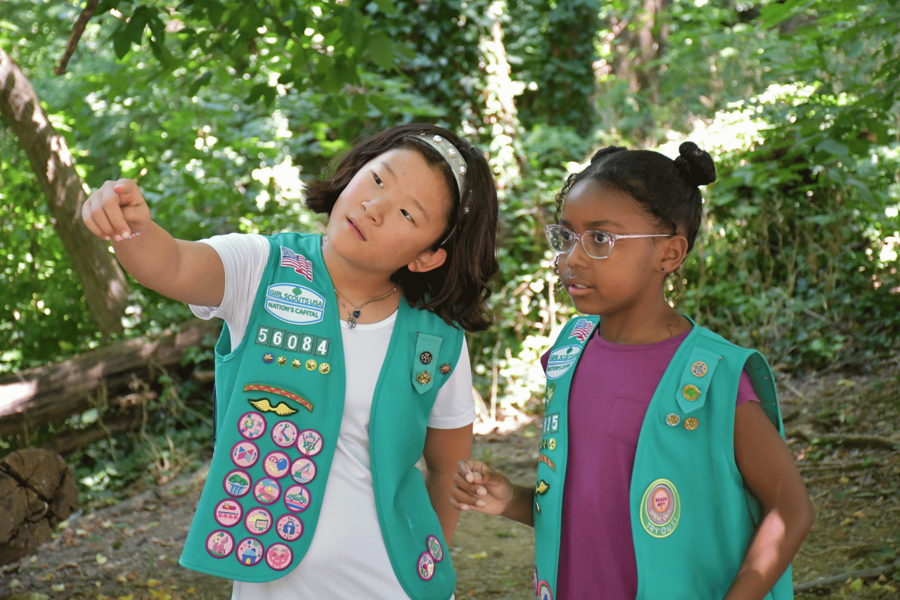 Girl Scouts in the woods